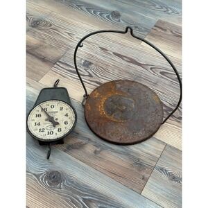 Vintage Hanson 20 Pound Hanging Scale With The Original Hanging Tray Type 33